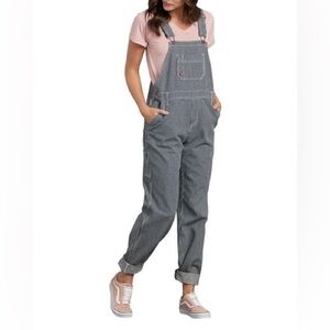 Dickies Women's Relaxed Fit Bib Overalls - Hickory Stripe